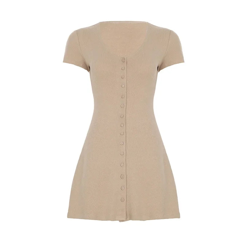 Vestido Punto Soft Curve – Mini con Botones