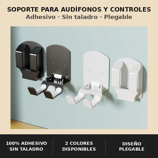 Soporte Adhesivo para Audífonos y Controles – Organizador Universal de Pared y Escritorio Gaming