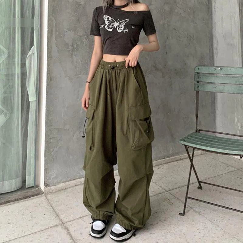 Cargo Tech Baggy Pants – Joggers Y2K Oversize Low Waist