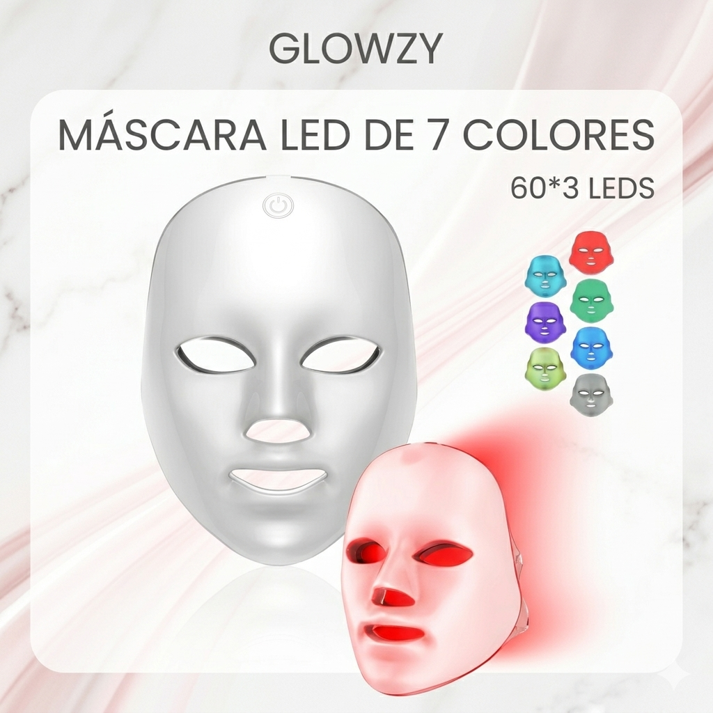 Máscara Facial LED de 7 Colores – Terapia de Luz para Rejuvenecimiento y Cuidado Facial