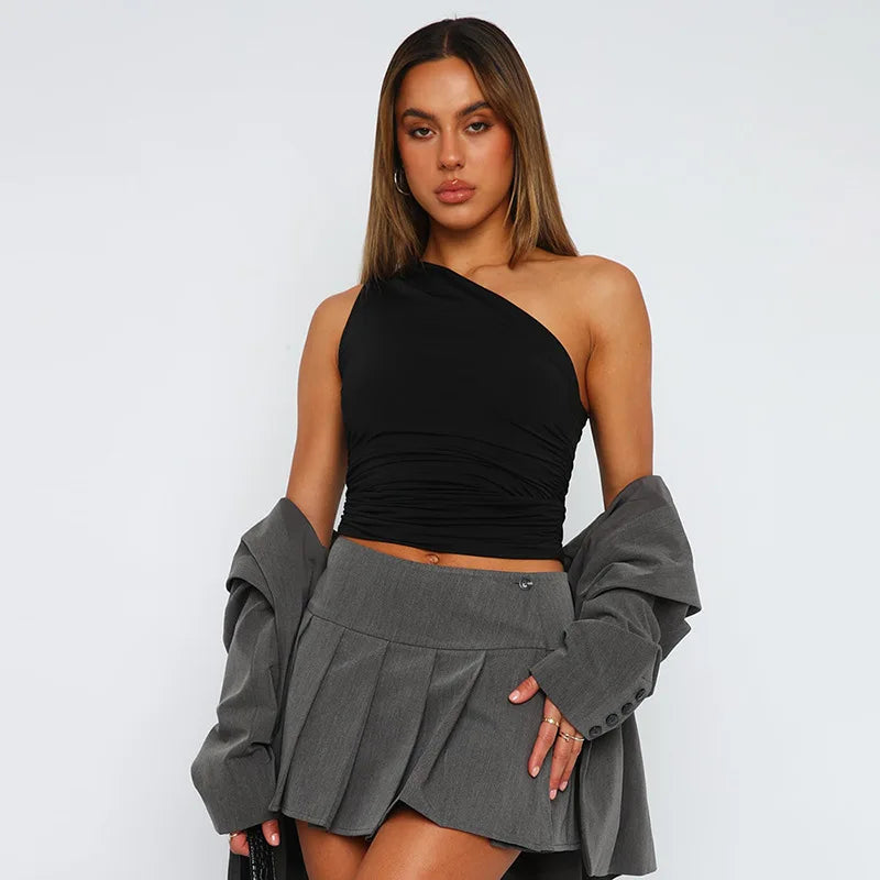 Top Asimétrico One Shoulder – Slim Fit Ruched