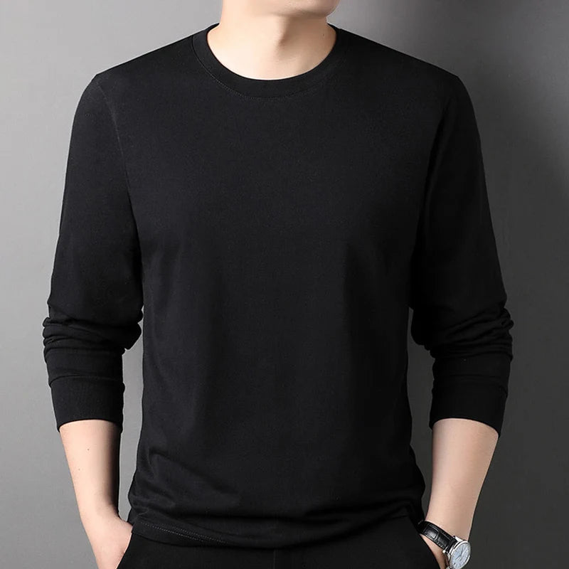 Camiseta de Manga Larga para Hombre – Básica de Algodón Estilo Casual y Ajuste Cómodo