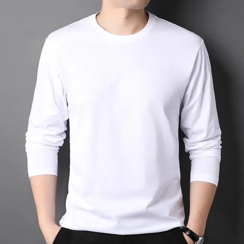 Camiseta de Manga Larga para Hombre – Básica de Algodón Estilo Casual y Ajuste Cómodo