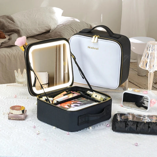 Glow Case Mirror – Organizador de Maquillaje con Espejo LED