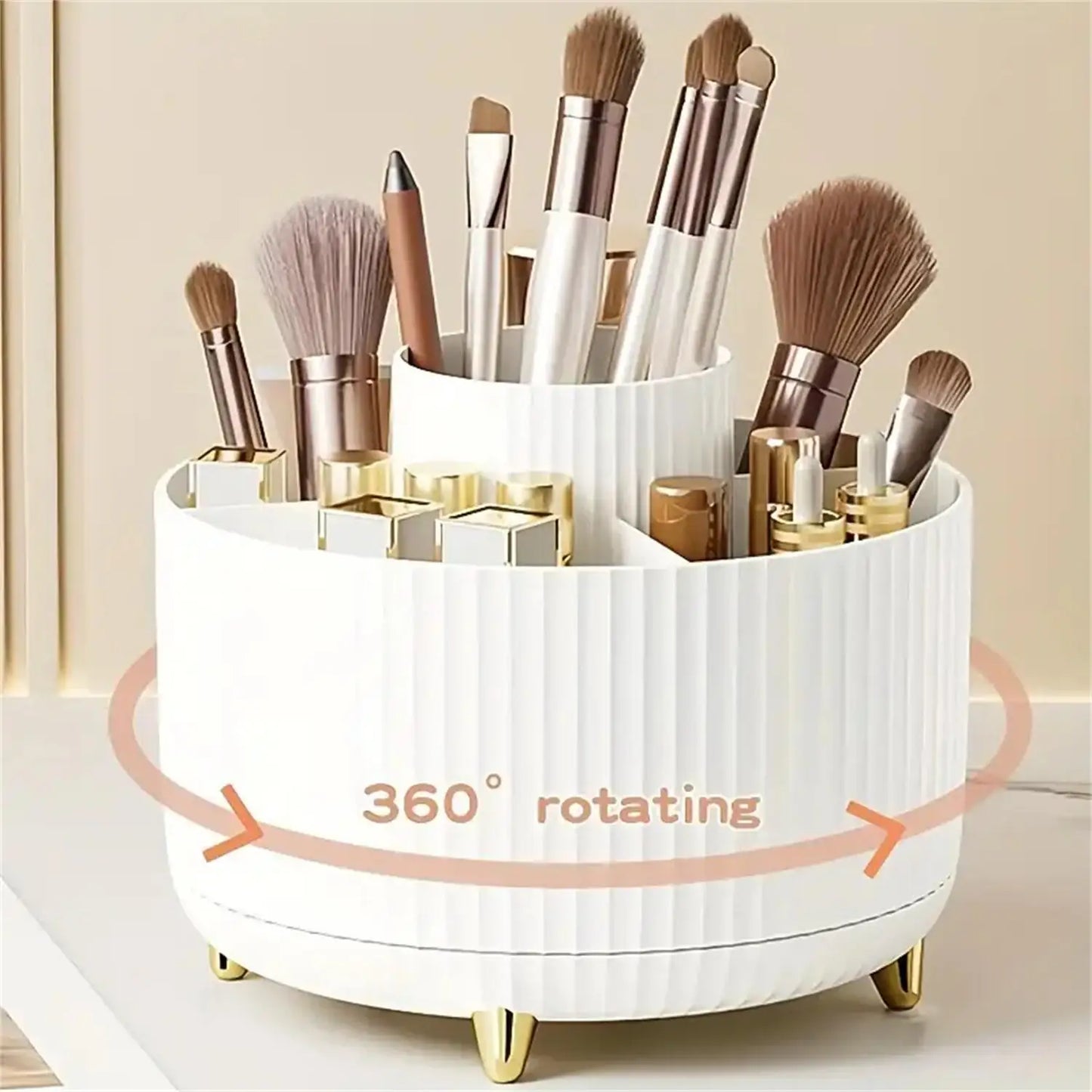 Organizador de Maquillaje Giratorio 360° – Organizador Cosmético Multifuncional con 5 Compartimentos