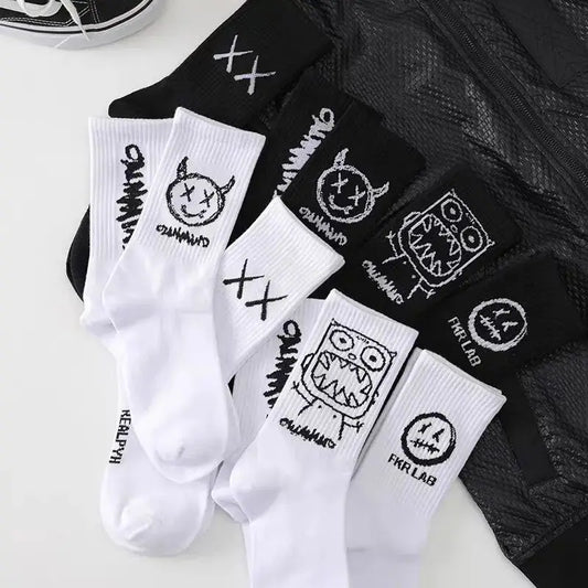 Graffiti Cat Socks – Harajuku Boldness, Everyday Cool