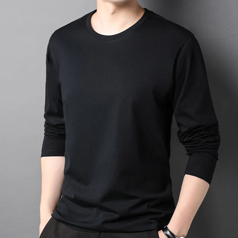 Camiseta de Manga Larga para Hombre – Básica de Algodón Estilo Casual y Ajuste Cómodo