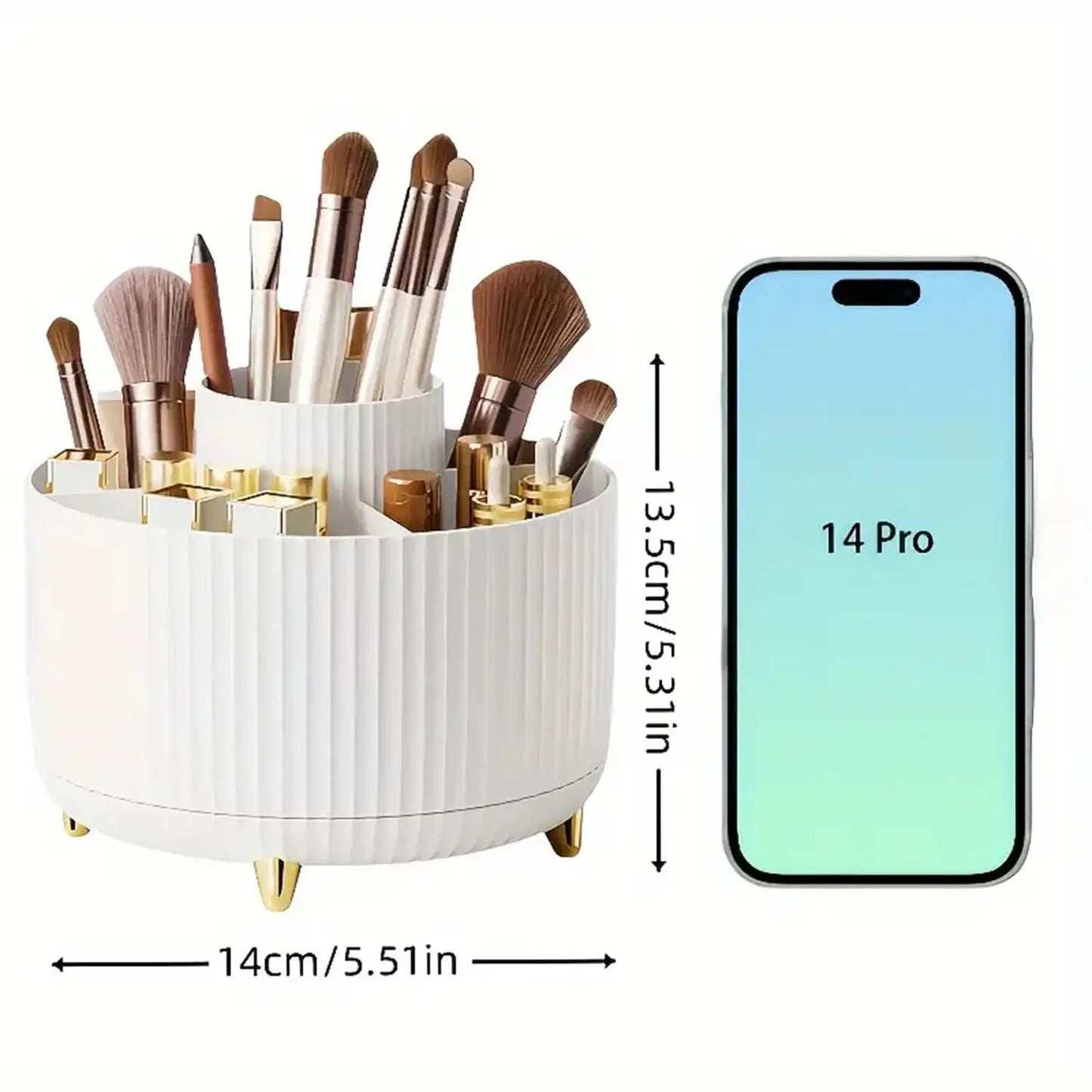 Organizador de Maquillaje Giratorio 360° – Organizador Cosmético Multifuncional con 5 Compartimentos