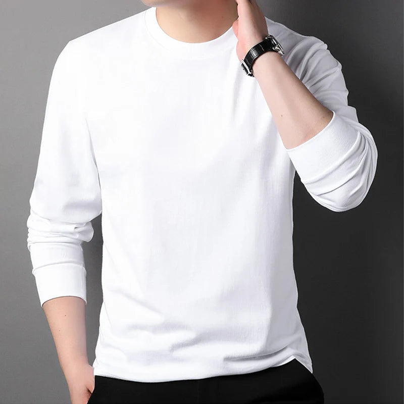 Camiseta de Manga Larga para Hombre – Básica de Algodón Estilo Casual y Ajuste Cómodo