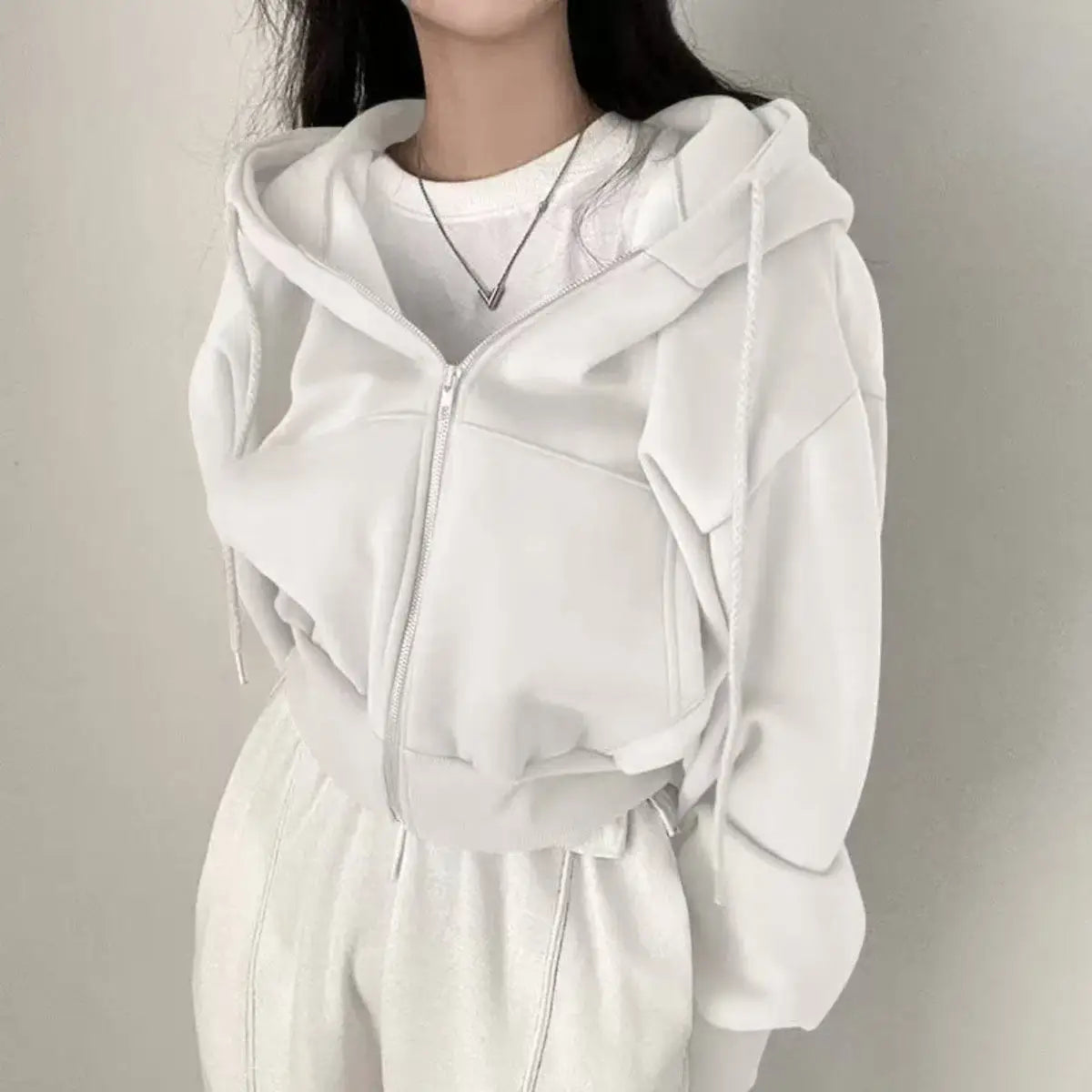 Hoodie Crop Coreana – Fleece Suave Oversize