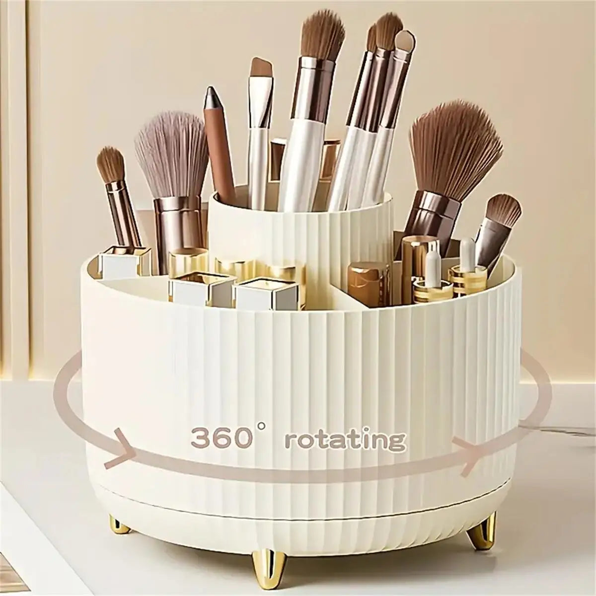 Organizador de Maquillaje Giratorio 360° – Organizador Cosmético Multifuncional con 5 Compartimentos