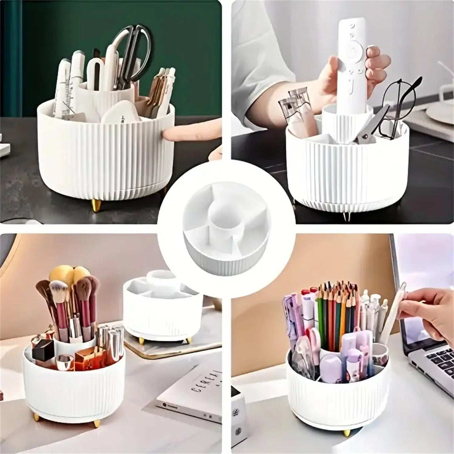 Organizador de Maquillaje Giratorio 360° – Organizador Cosmético Multifuncional con 5 Compartimentos