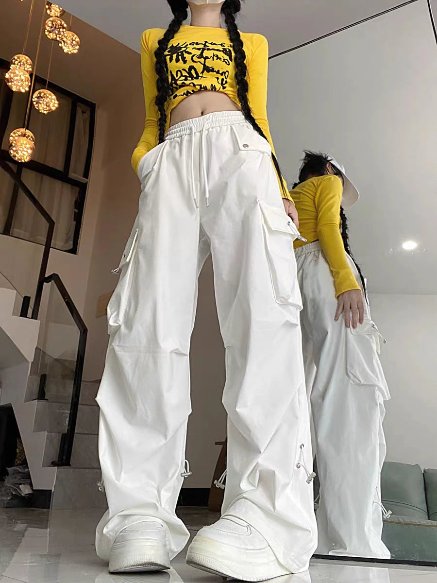 Cargo White Flex – Pantalón Cargo Blanco Wide Leg