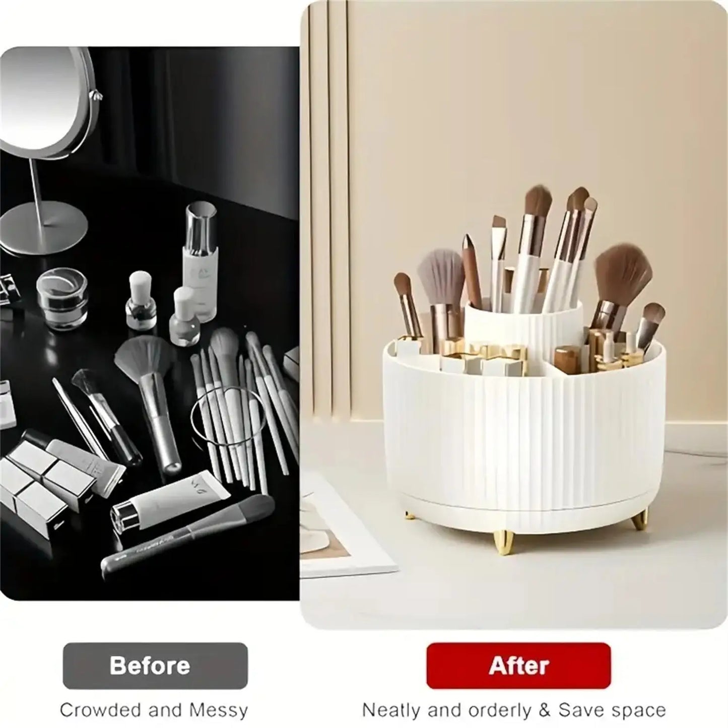 Organizador de Maquillaje Giratorio 360° – Organizador Cosmético Multifuncional con 5 Compartimentos
