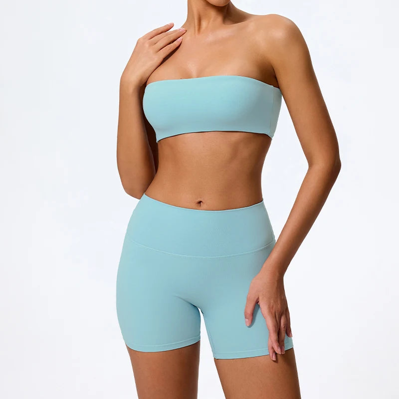 Set Fitness Strapless – Top & Shorts High Waist (2 piezas)