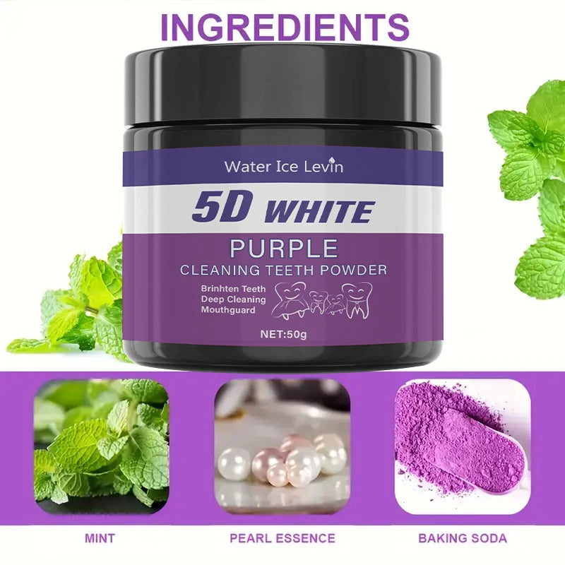 Polvo Blanqueador Dental Morado – Limpieza Profunda y Corrección de Tonos Amarillos