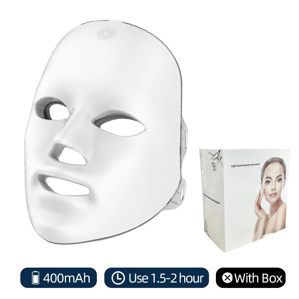 Máscara Facial LED de 7 Colores – Terapia de Luz para Rejuvenecimiento y Cuidado Facial