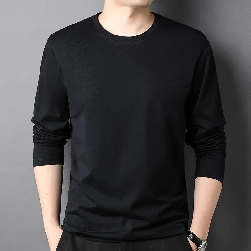 Camiseta de Manga Larga para Hombre – Básica de Algodón Estilo Casual y Ajuste Cómodo