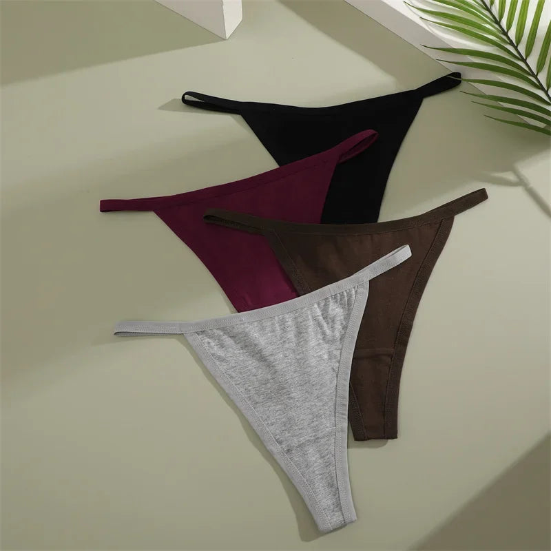 8Pcs/Set Women Cotton Panties Sexy Low Waist G-String Thong Thin Belts Female Breahtable Underwear Ladies Soild Panties Lingerie