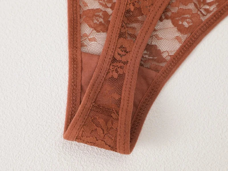 7Pcs/Set Women's Sexy Lace Transparents G-Strings Underwear Summer Solid Color Lace Floral Thongs Female Low Waist Sexy Lingerie