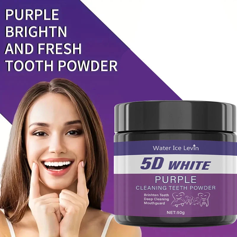 Polvo Blanqueador Dental Morado – Limpieza Profunda y Corrección de Tonos Amarillos