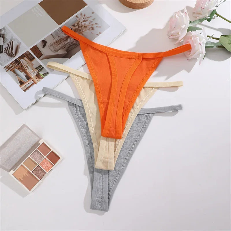 8Pcs/Set Women Cotton Panties Sexy Low Waist G-String Thong Thin Belts Female Breahtable Underwear Ladies Soild Panties Lingerie