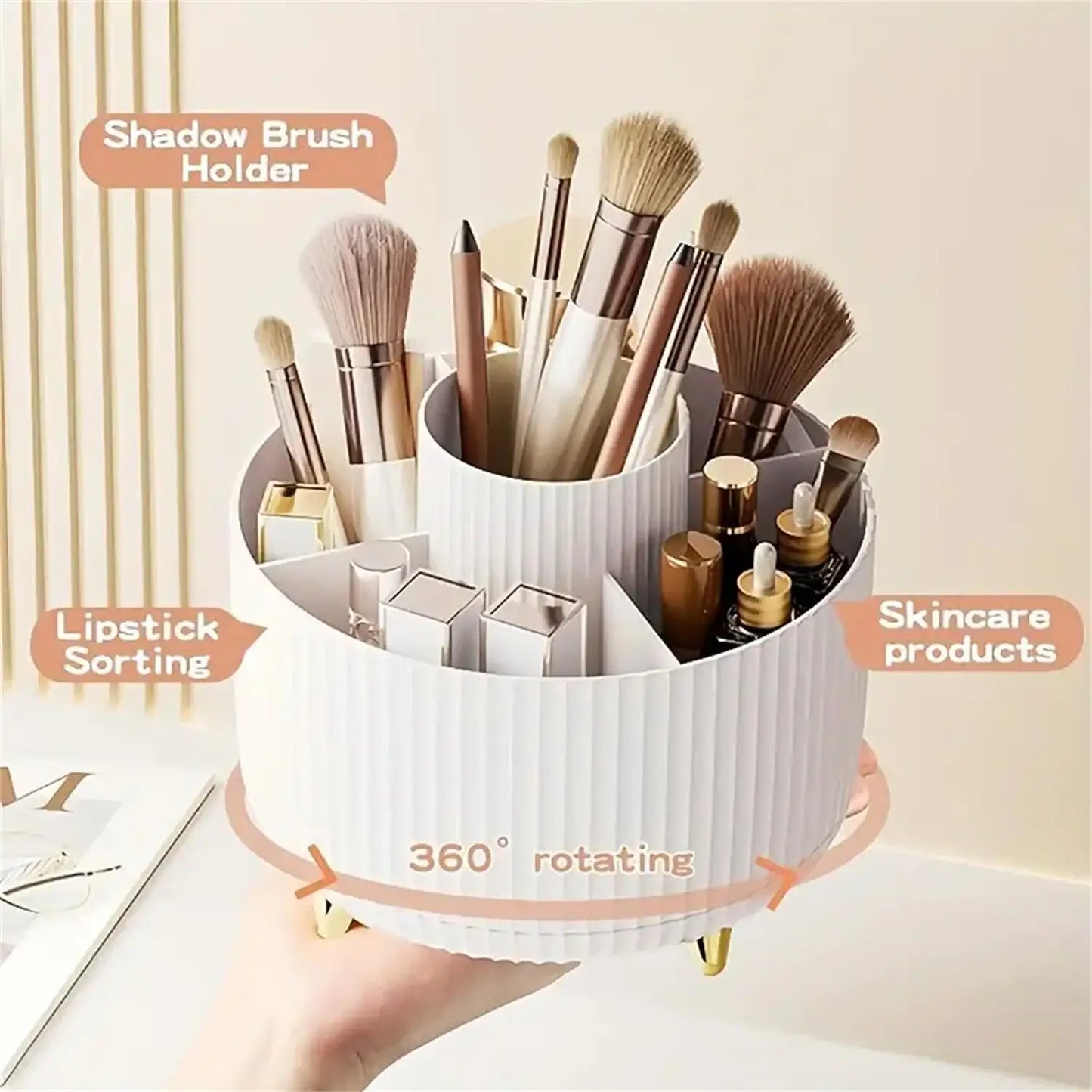 Organizador de Maquillaje Giratorio 360° – Organizador Cosmético Multifuncional con 5 Compartimentos