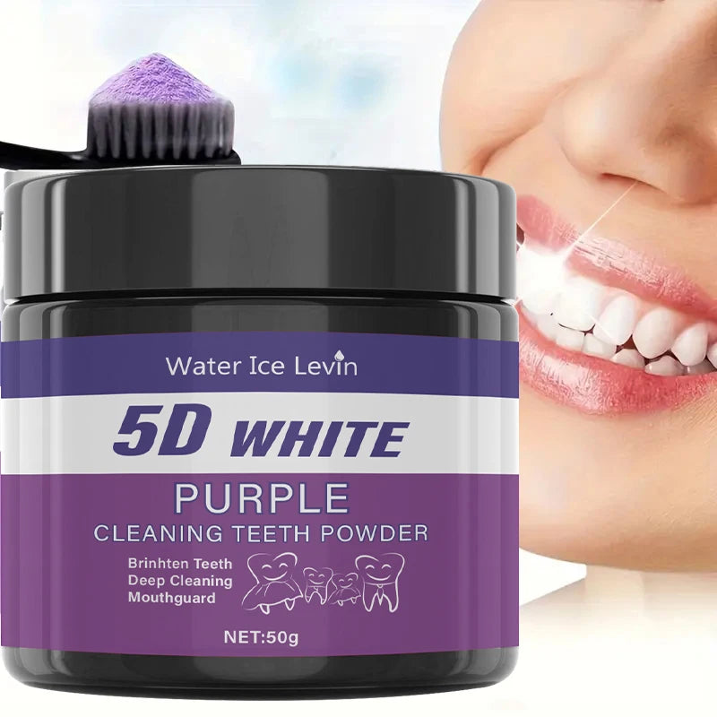 Polvo Blanqueador Dental Morado – Limpieza Profunda y Corrección de Tonos Amarillos
