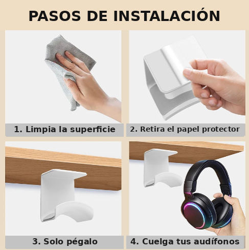 Soporte Adhesivo para Audífonos y Controles – Organizador Universal de Pared y Escritorio Gaming